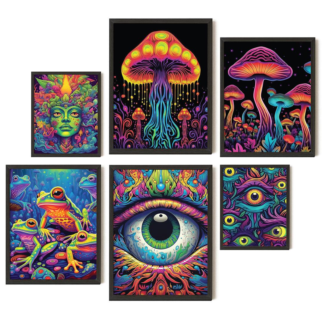 EXCOOL CLUB Trippy Room Decor Aesthetic - 12x16 Trippy Posters for Room Aesthetic Pictures, Vibey Trippy Wall Art Print, Indie Hippie Trippy Stuff Psychedelic Decor for Teen Dorm Bedroom (UNFRAMED)