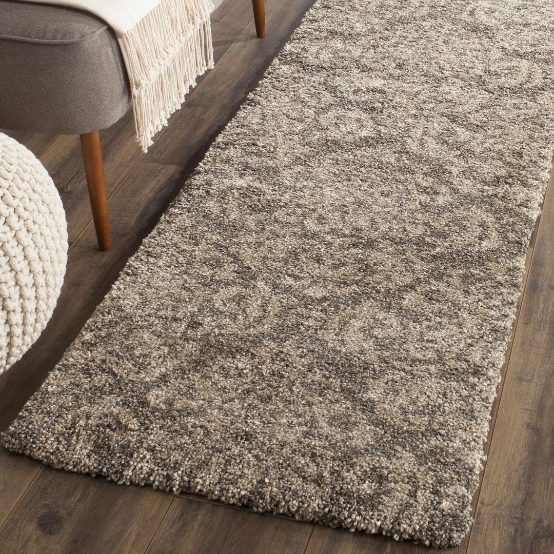 Safavieh Florida Shag Collection SG460 Damask 1.2-inch Thick Accent Rug, 2'3" x 4', Smoke / Beige