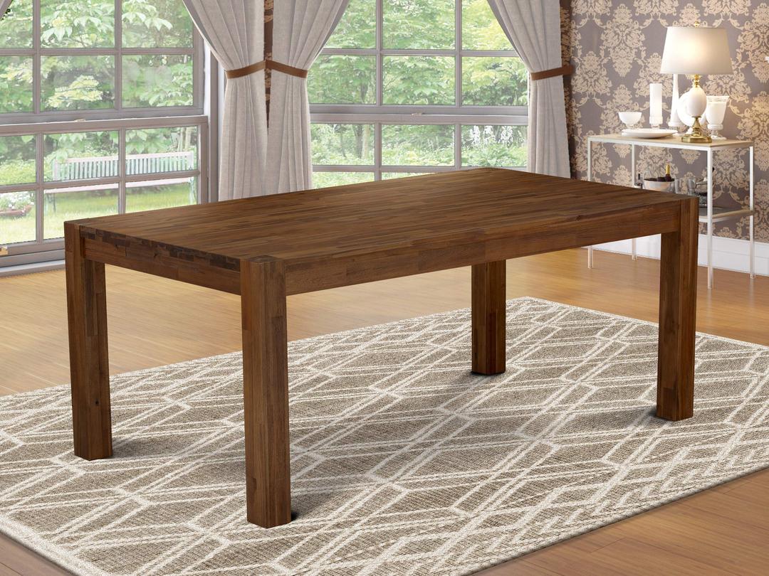 East West FurnitureLM7-0N-T Lismore Dining Room Table - Rectangle Rustic Wood Table, 40x72 Inch, Walnut