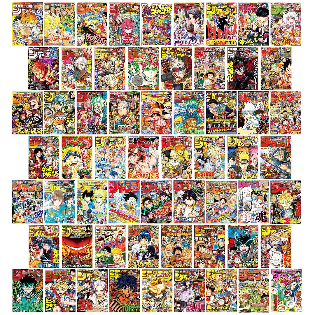 Anime Magazine Covers Aesthetic Wall Collage Kit 60 Set Anime Room Decor Anime Wall Collage Kit Aesthetic Pictures 4.2x6.2 inch,Small Anime Posters for Wall Aesthetic (Magazine Cover)