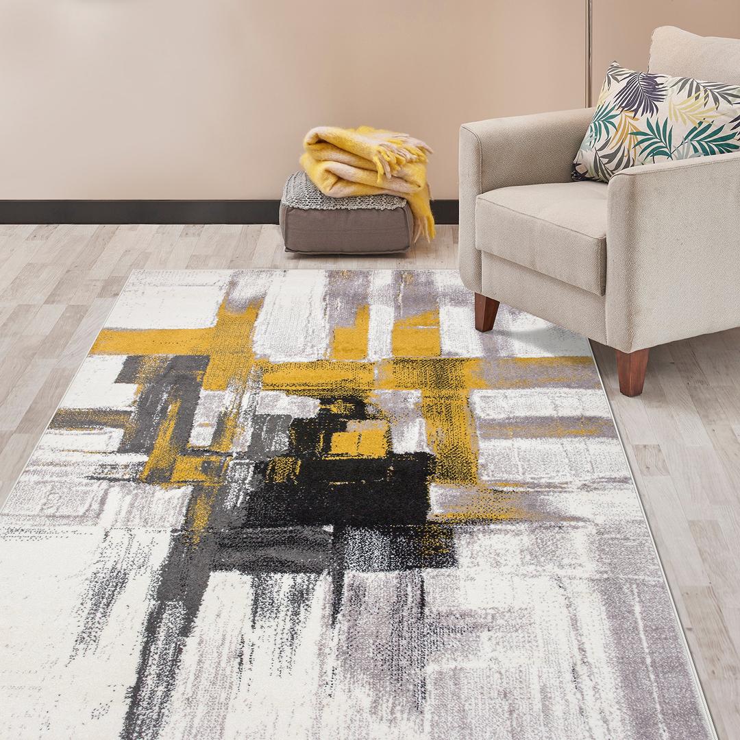 Rugshop Contemporary Modern Abstract Area Rug 7' 10" x 10' Gold