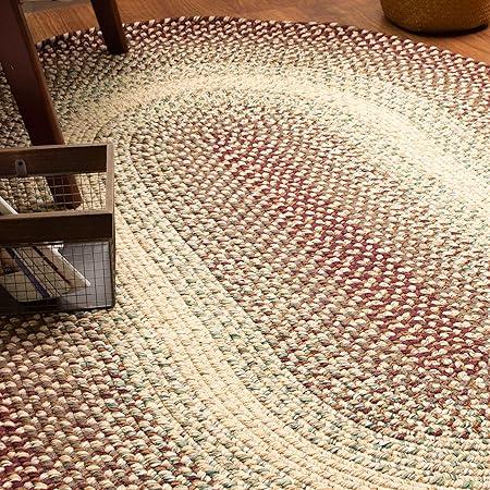 Super Area Rugs Braided Rugs Farmhouse Kitchen Rug - Ridgewood Braided Rug for Living Room - Reversible - Washable - Made in USA - Burgundy/Beige, 2' X 3' Oval