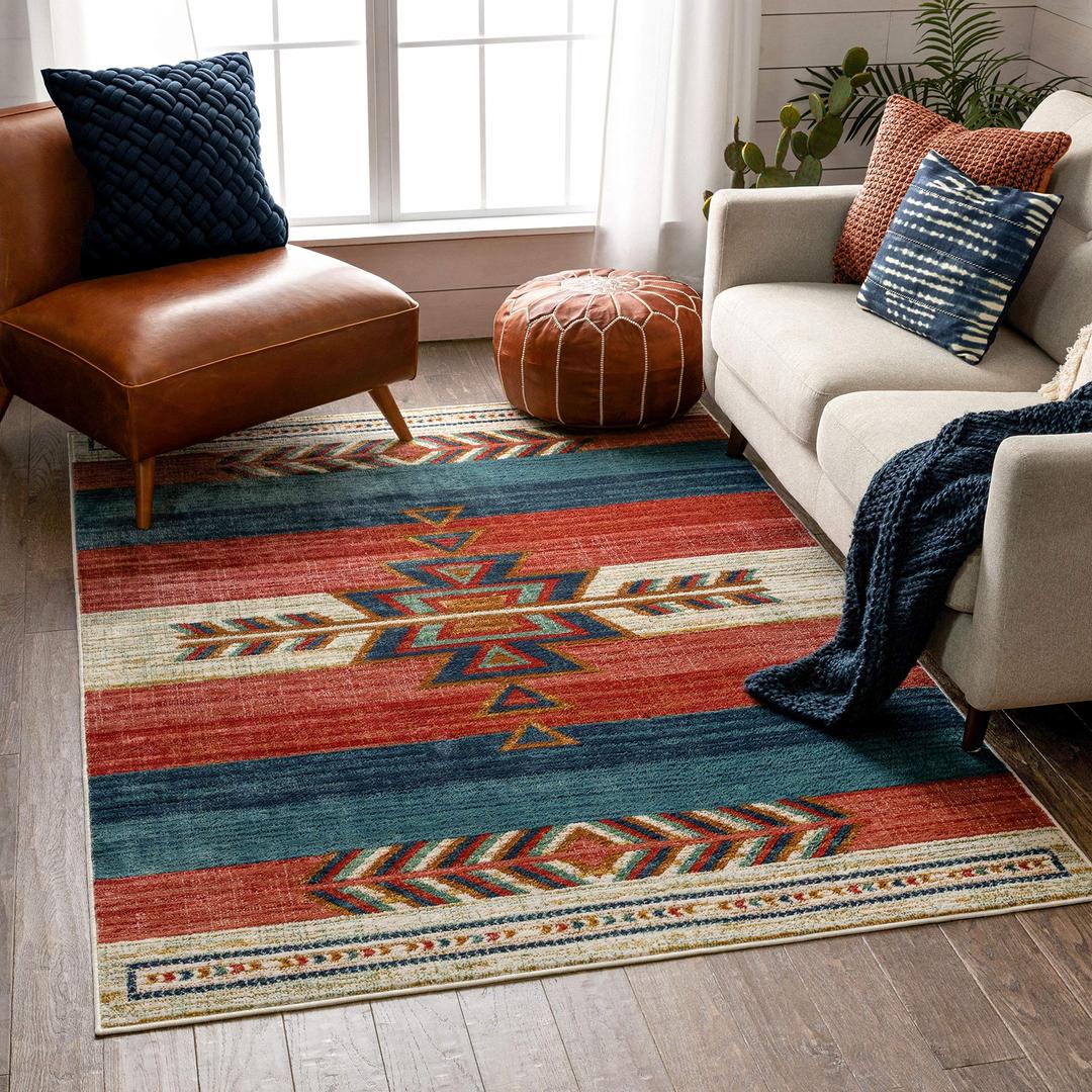 Well Woven Dustin Crimson Southwestern Medallion 5'3" x 7'3" Area Rug