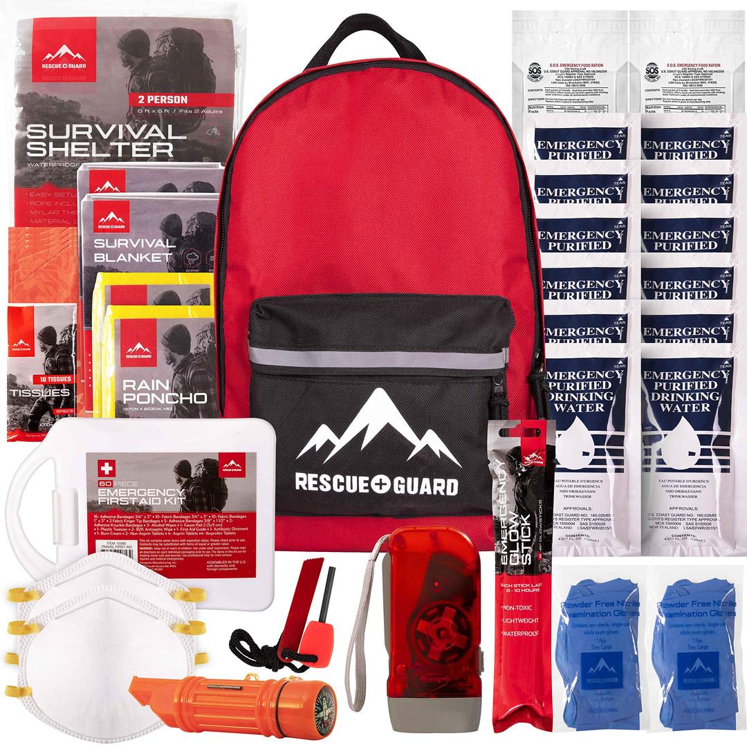 First Aid Kit Hurricane Disaster or Earthquake Emergency Survival Bug Out Bag Supplies for Families - 72 Hours of Disaster Preparedness Supplies