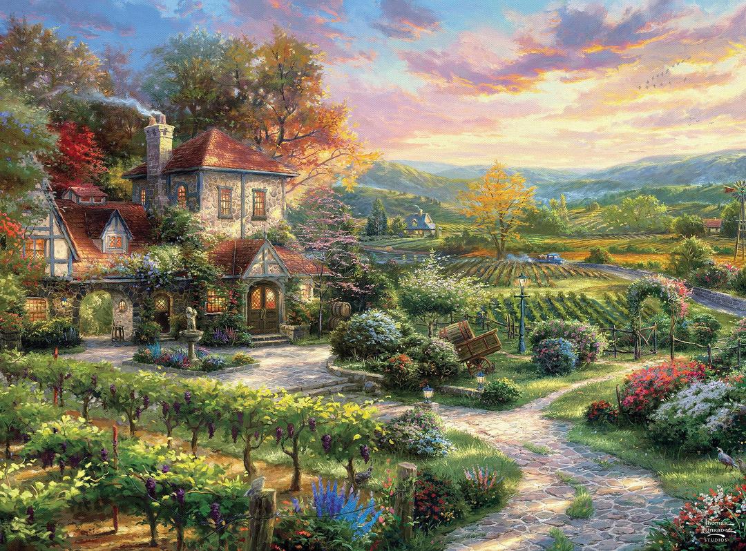 CEACO - Silver Select - Thomas Kinkade - Wine Country Living - 1000 Piece Jigsaw Puzzle for Adults Challenging Puzzle Perfect for Game Nights