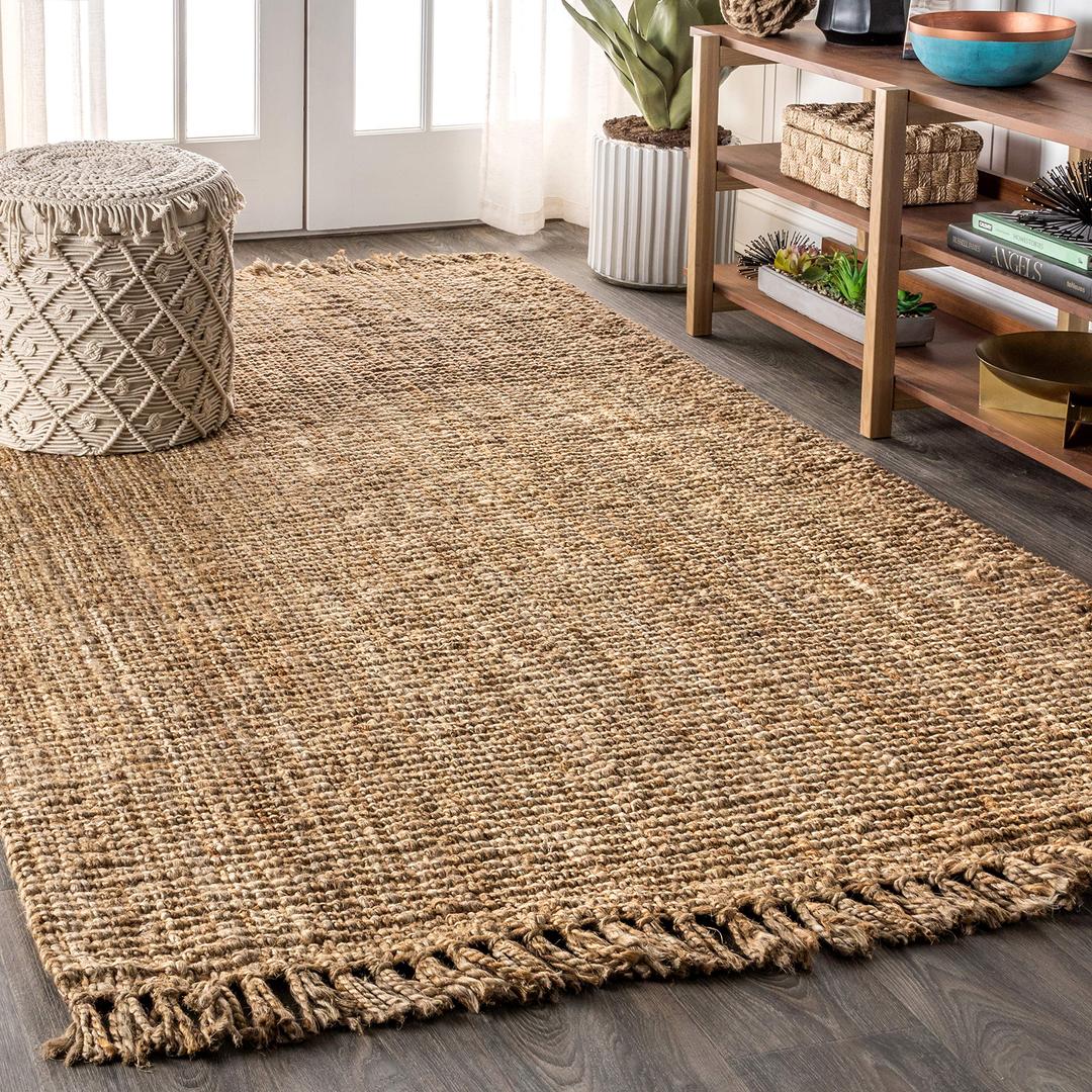 JONATHAN Y NRF103A-5 para Hand Woven Chunky Jute with Fringe Area-Rug, Bohemian, for Bedroom, Kitchen, Living Room,5 X 8,Natural