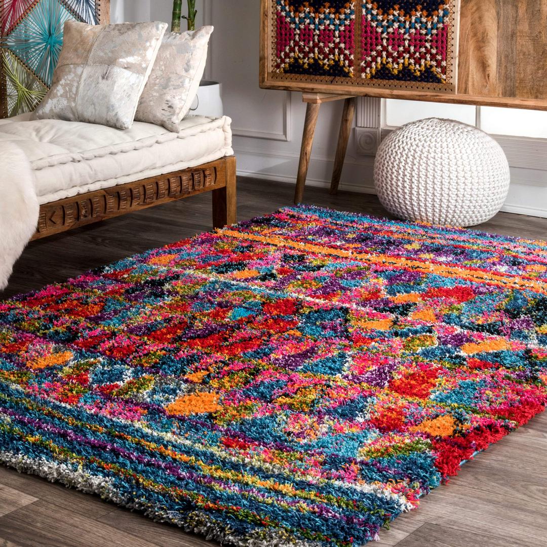 nuLOOMLeisha Moroccan Shaggy Area Rug, 5x8, Multi