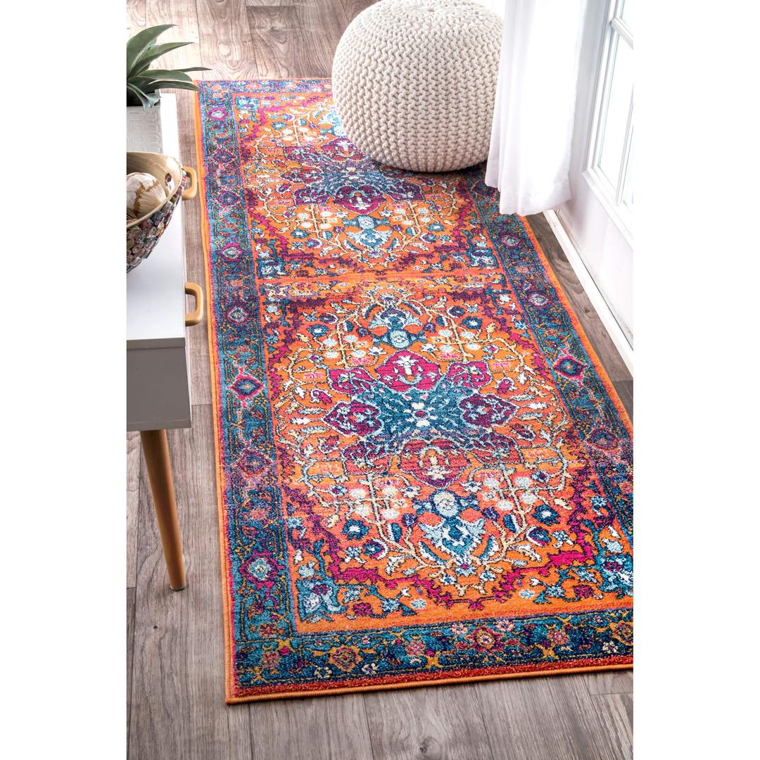 nuLOOM Velva Persian Medallion Runner Rug, 2' 8" x 8', Orange