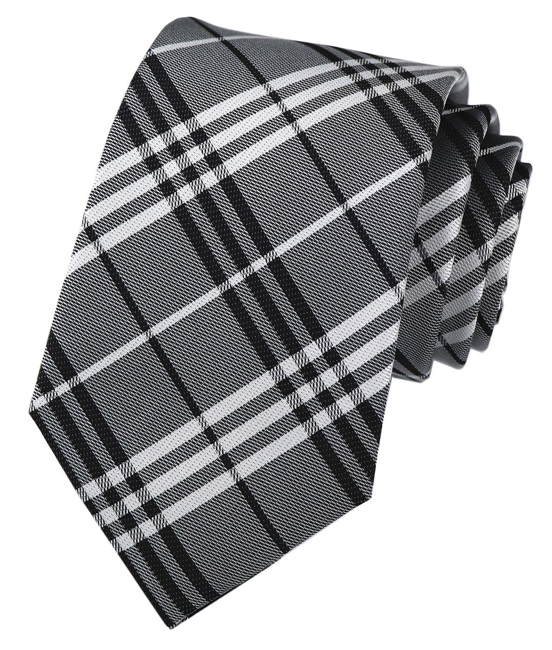 KihatwinMen's Gingham Check Stripe Ties Pattern Business Formal Designer Neckties 3.15"