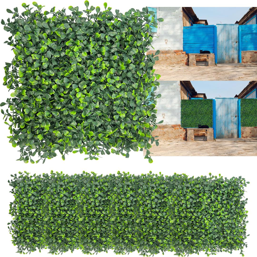 Artificial Grass Wall Backdrop,10"x 10"(16P) Boxwood Faux Green Wall Panels for Interior Wall, Greenery Wall,Garden Wall and Indoor Outdoor Plant Wall Decor